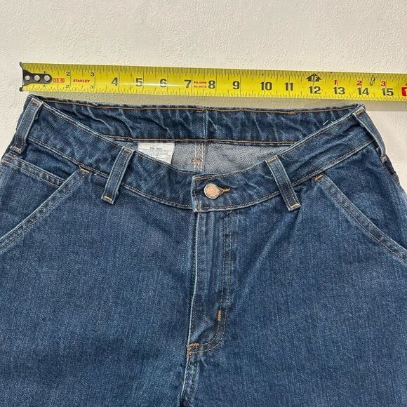 Carhartt Women’s Washed Denim Dungaree Work Jeans 6 x 32 – Midrise Bootcut Workw - Picture 10 of 12